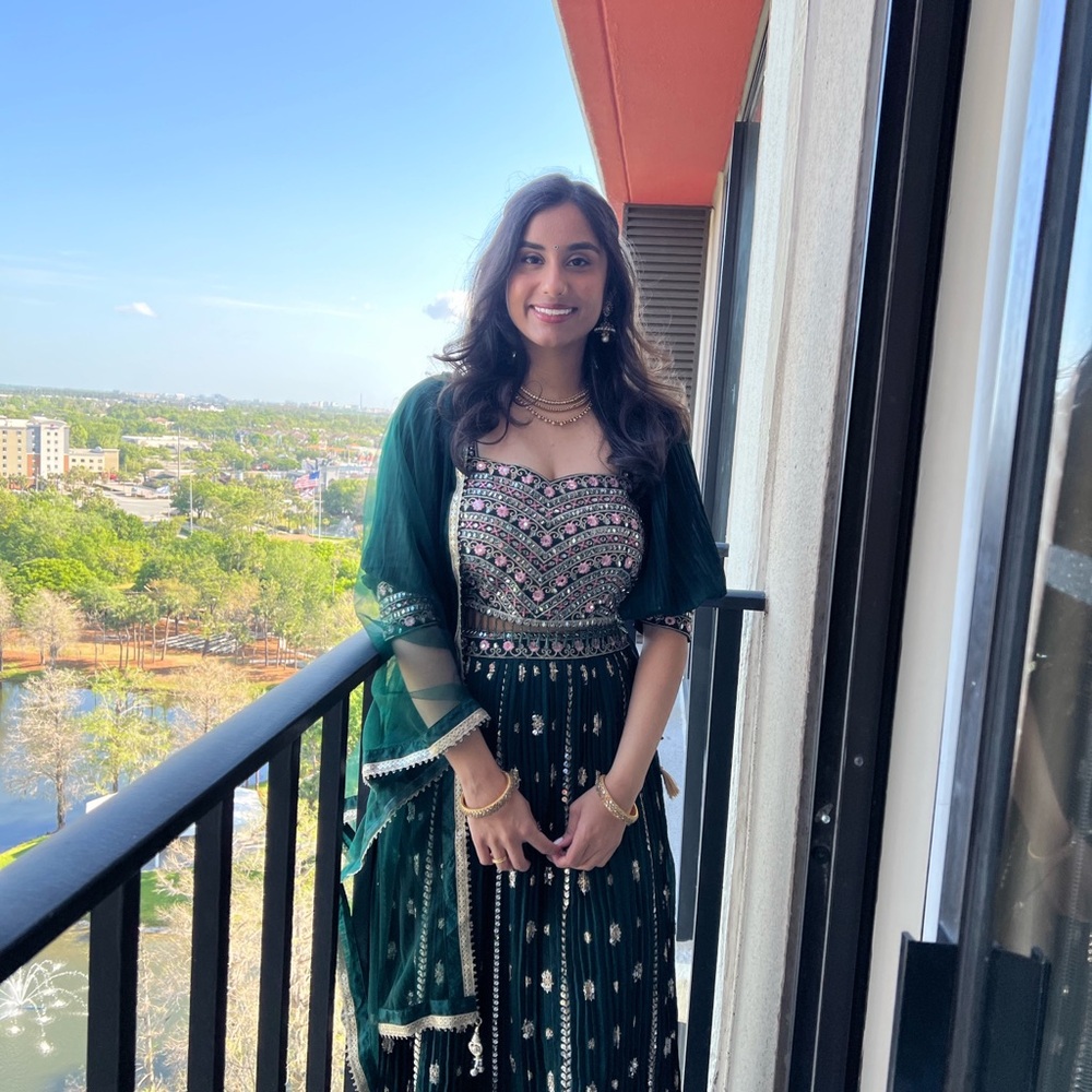 Embellished Green and Gold Dress